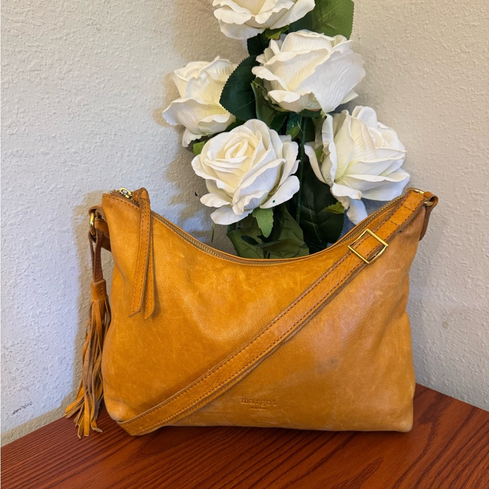 Margot Honey Leather Shoulder Bag